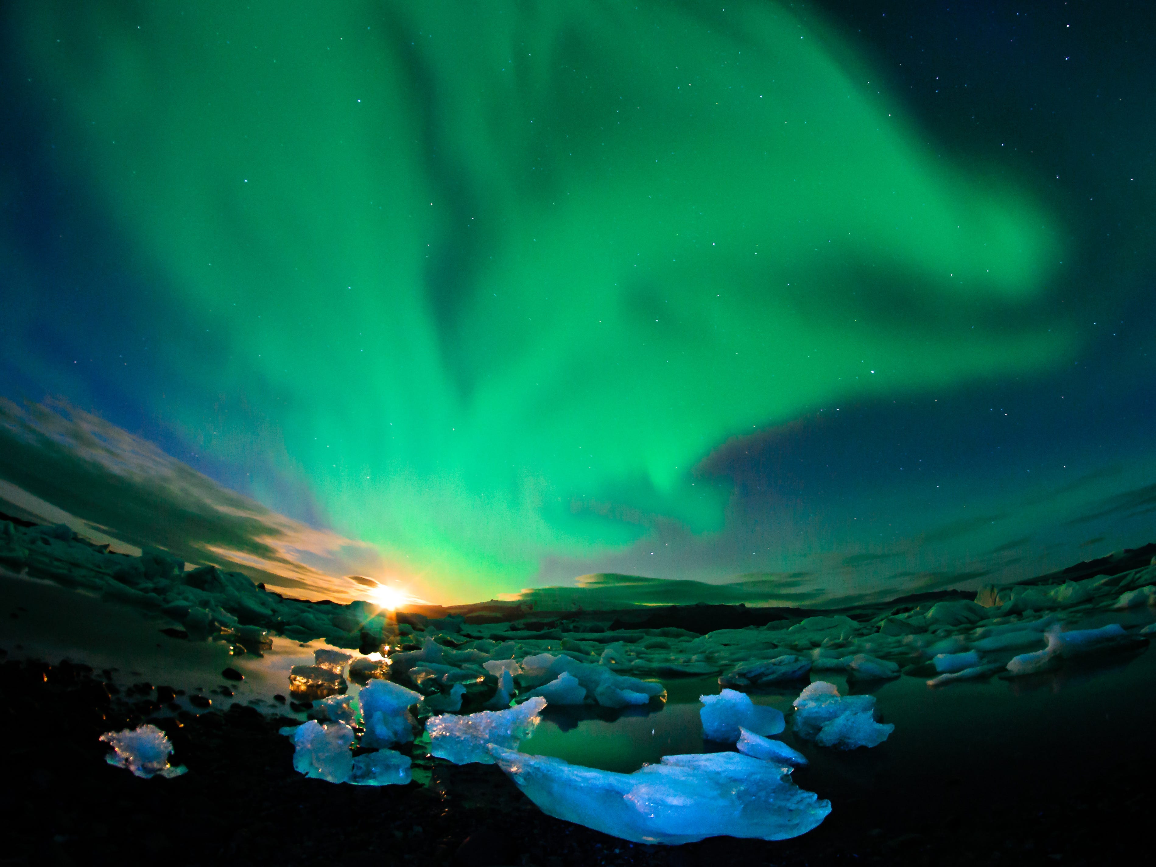 Island-Nordlicht-Gletscher