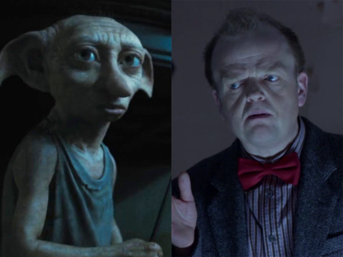 Links: Dobby in „Harry Potter und die Heiligtümer des Todes: Teil 1“.  Rechts: Toby Jones bei „Doctor Who“.