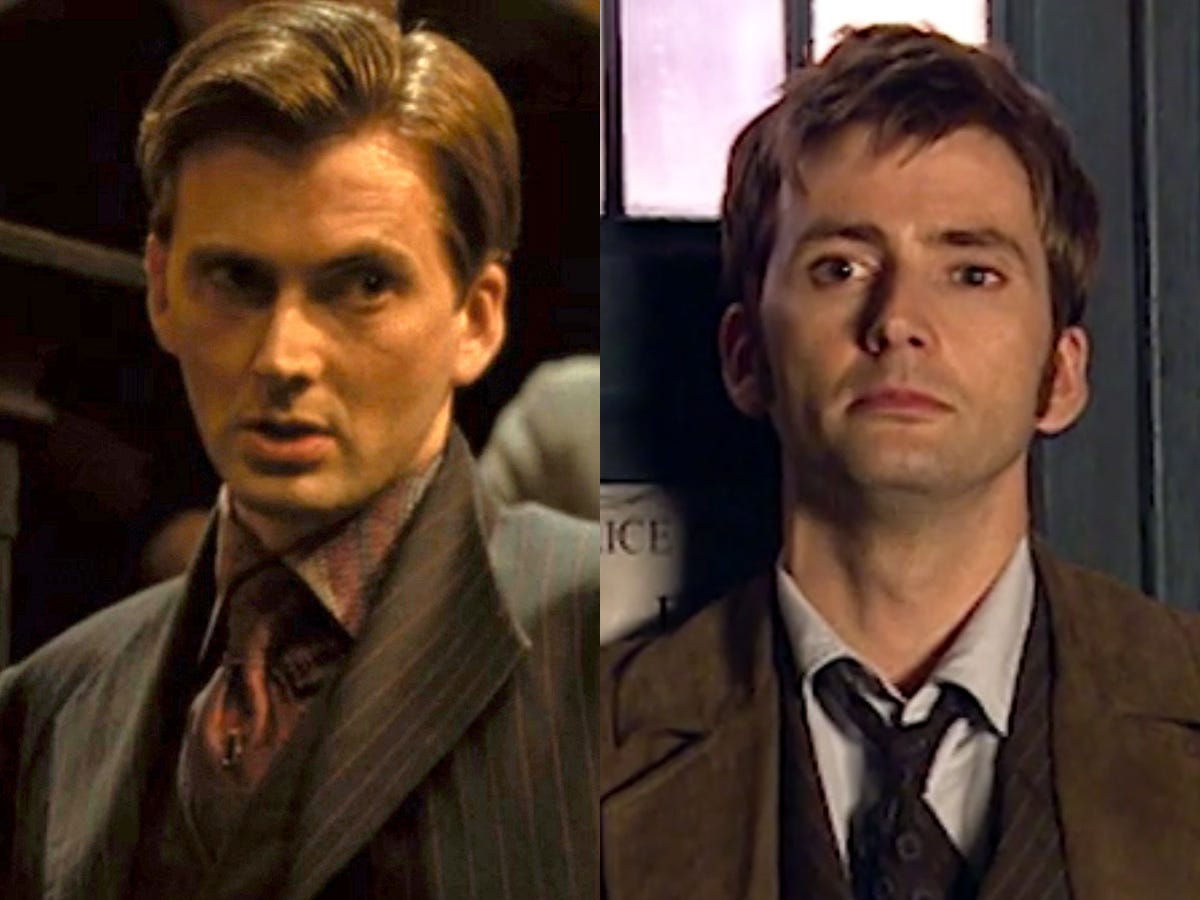 Links: David Tennant in „Harry Potter und der Feuerkelch“.  Rechts: Tennant bei „Doctor Who“.