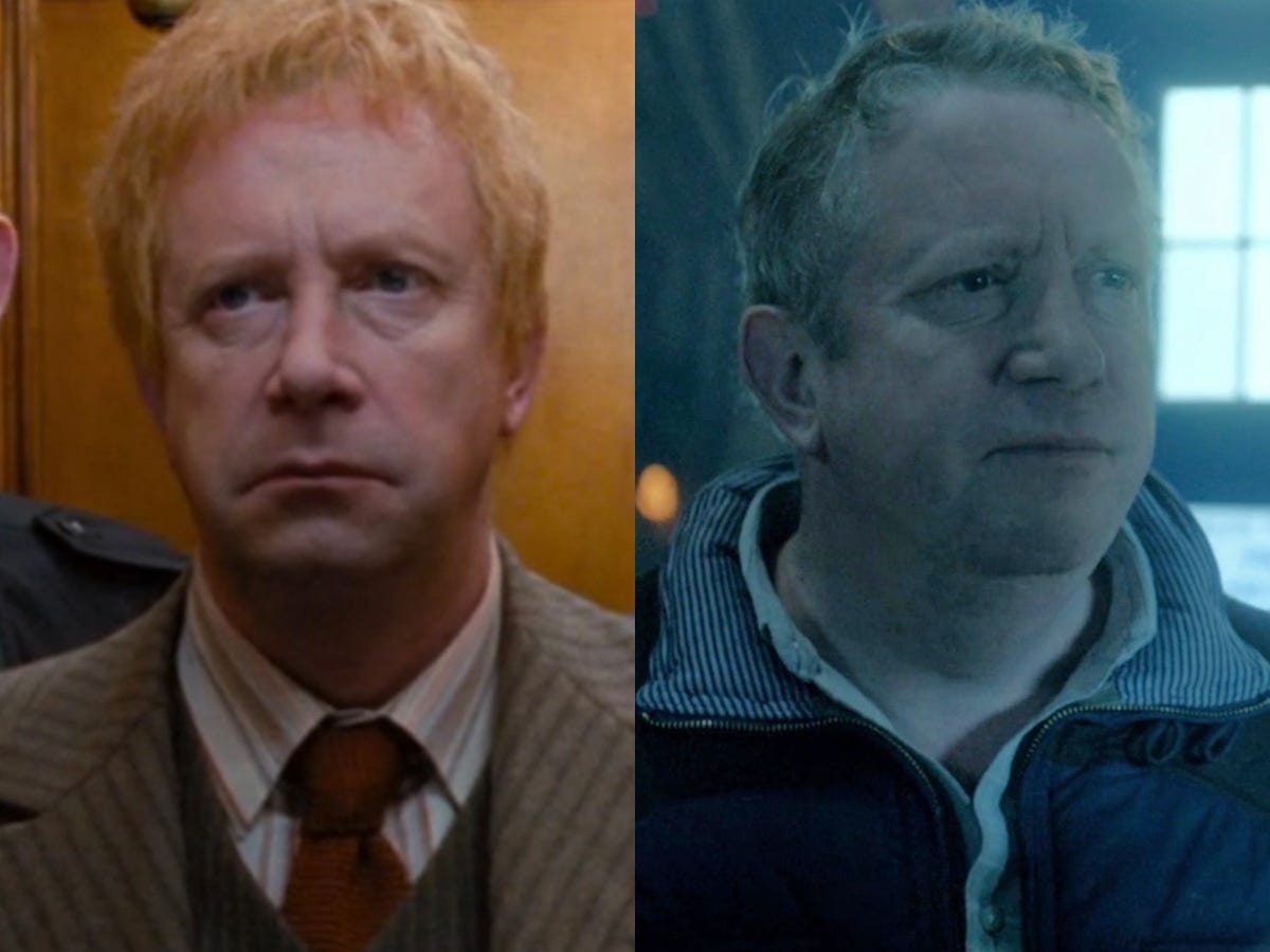 Links: Mark Williams in „Harry Potter und der Orden des Phönix“.  Rechts: Williams bei „Doctor Who“.