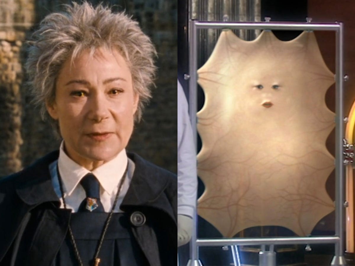 Links: Zoë Wanamaker in „Harry Potter und der Stein der Weisen“.  Rechts: Cassandra bei „Doctor Who“.
