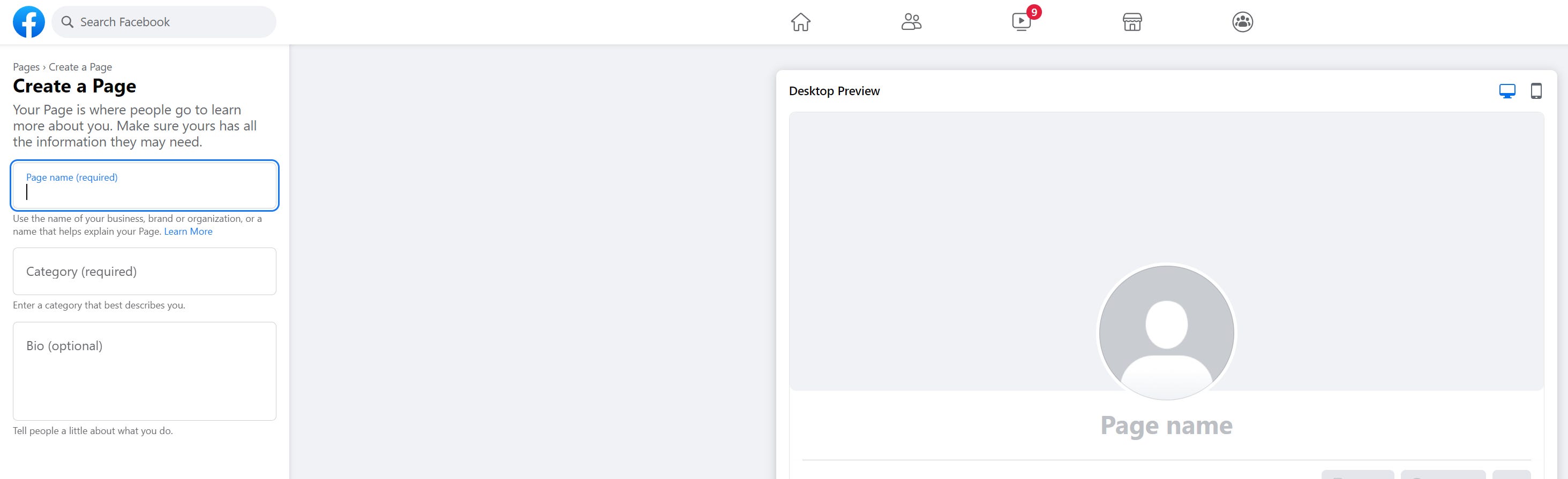 Der Facebook-Screenshot zeigt, wie man eine Unternehmensseite erstellt