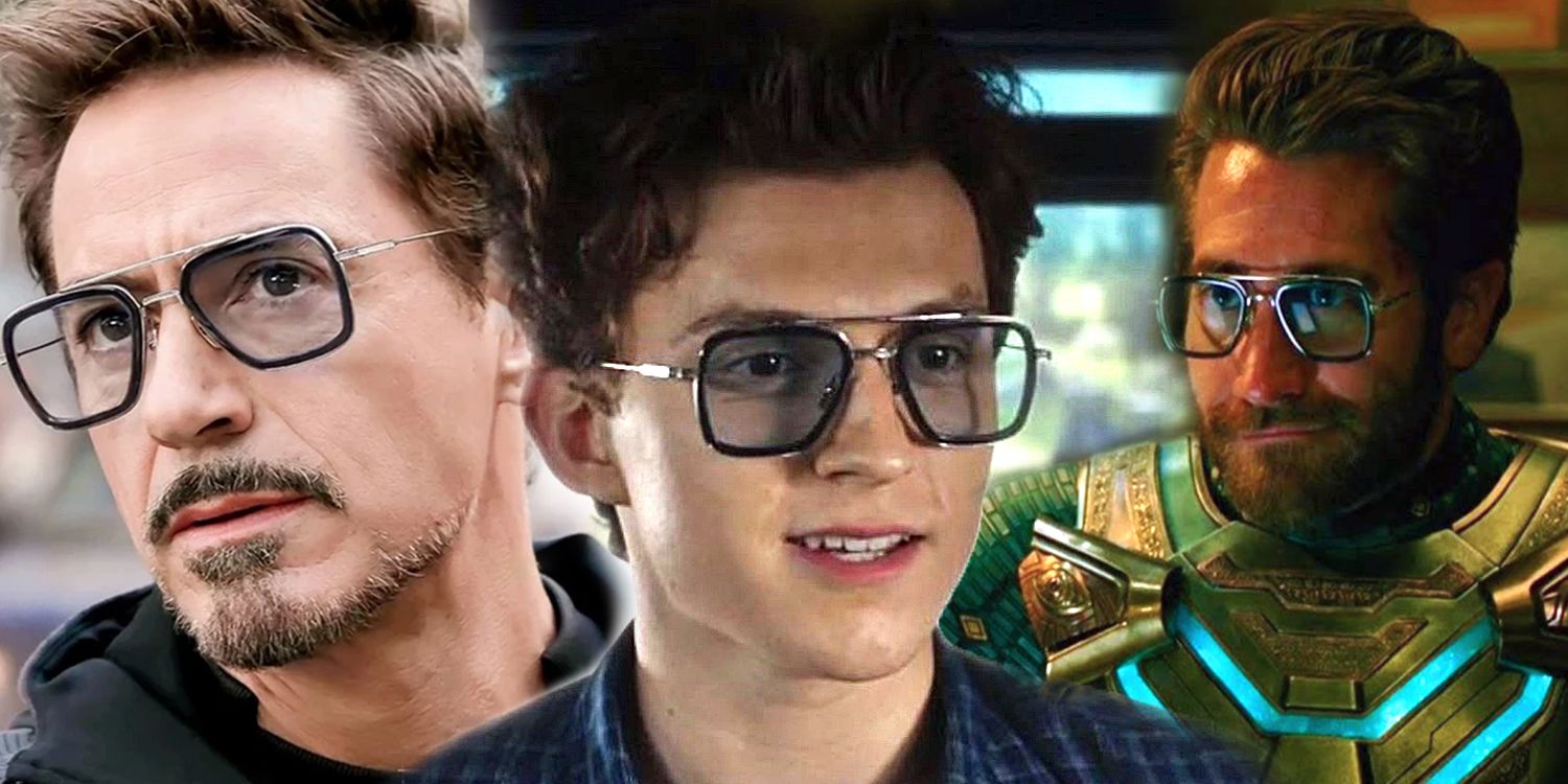 Tony Stark, Peter Parker und Quentin Beck tragen eine EDITH-Brille