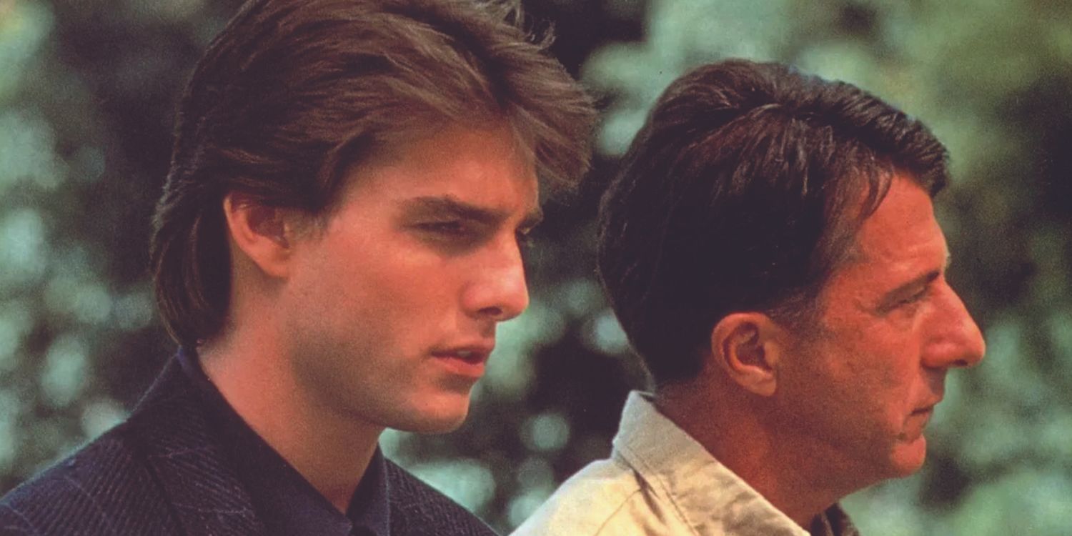 Tom Cruise und Dustin Hoffman in einem Park in Rain Man
