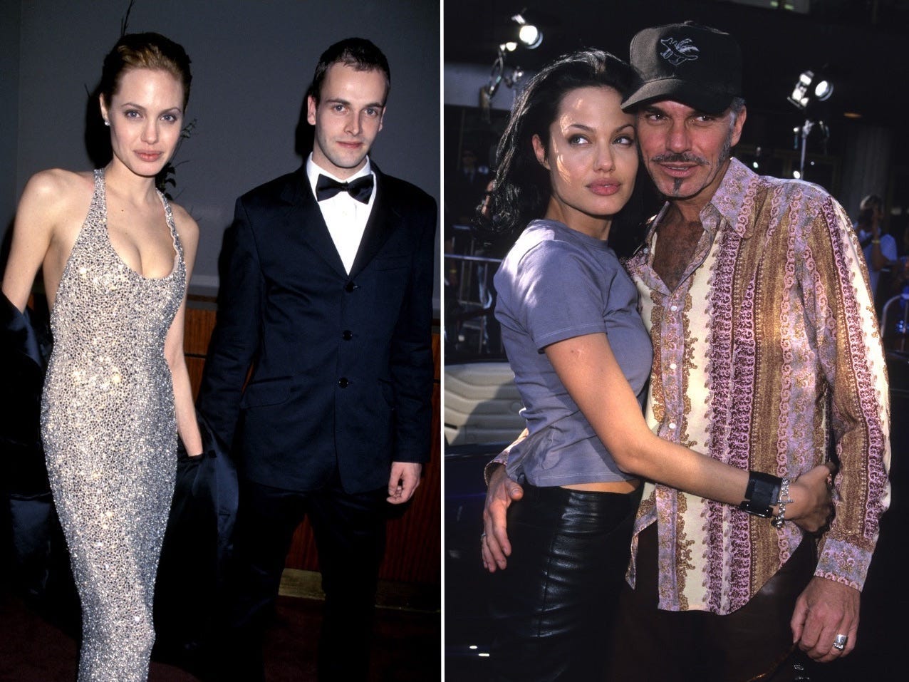 Angelina Jolie mit Jonny Lee Miller im Jahr 1999 (links) und mit Billy Bob Thornton im Jahr 2000 (rechts).