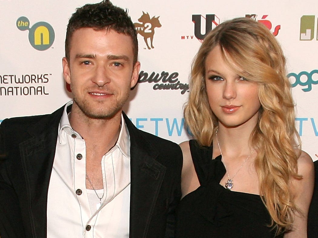 Justin Timberlake und Taylor Swift bei MTV Networks Upfront im Nokia Theater am 8. Mai 2008 in New York City.