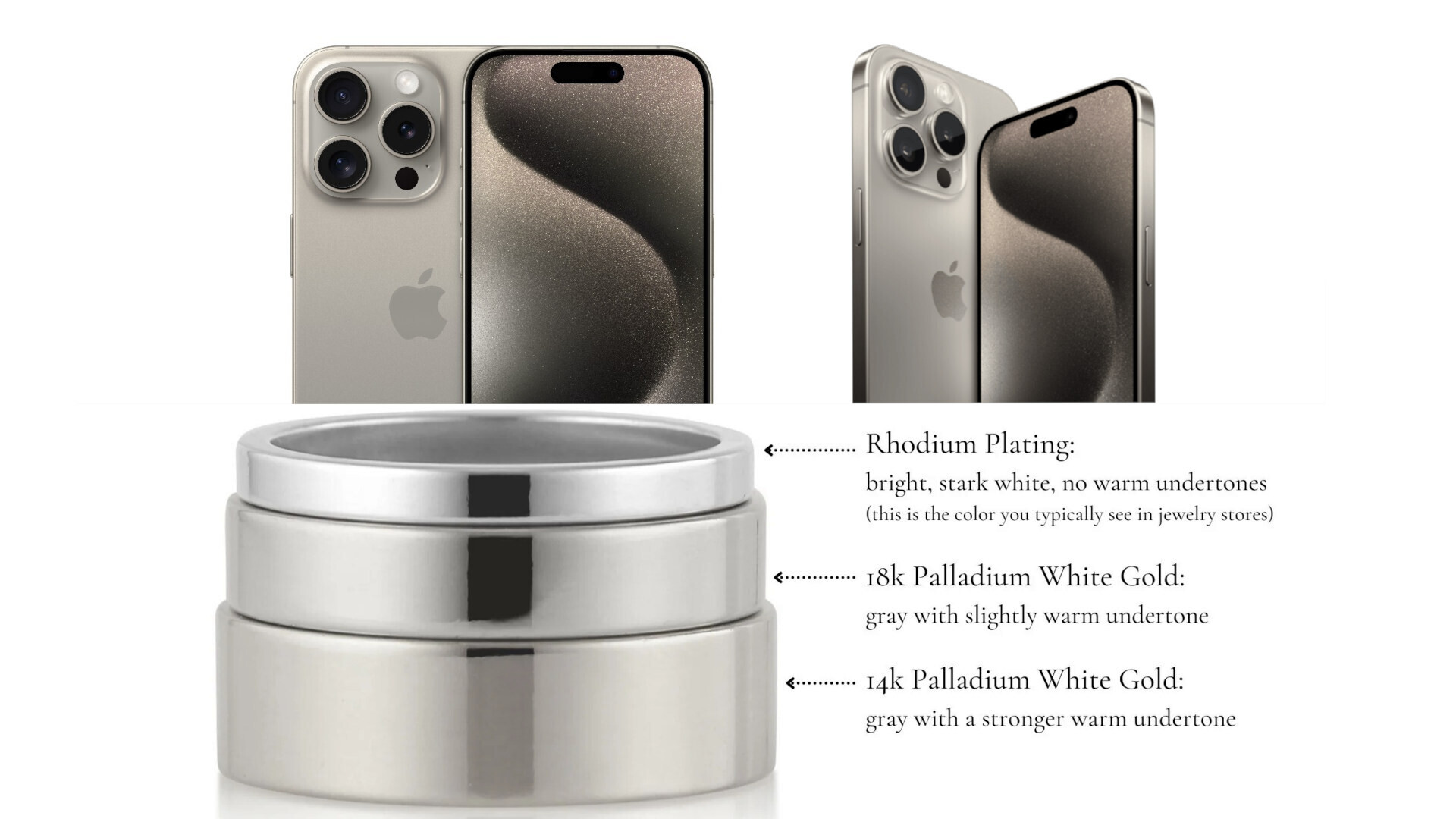 Das iPhone 15 Pro in Naturtitan ähnelt der Farbe Palladium-Weißgold |  Bildnachweis – AlyshaWhitfield.com – Unpopuläre Meinung: Die Farben des Titanium iPhone 15 Pro sind erstaunlich gut gestaltet