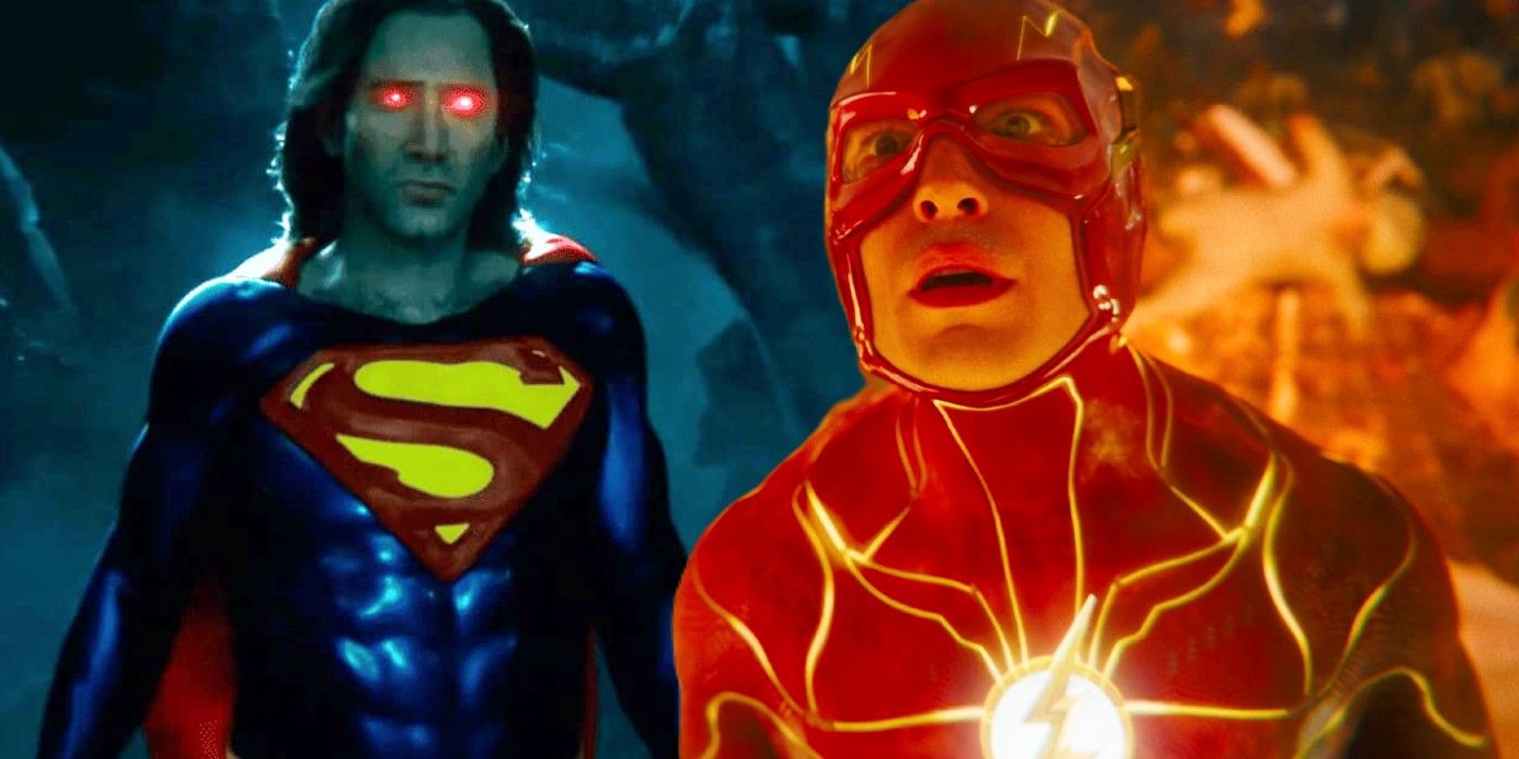 Benutzerdefiniertes Bild von Nicolas Cages Superman und Ezra Millers The Flash in The Flash.