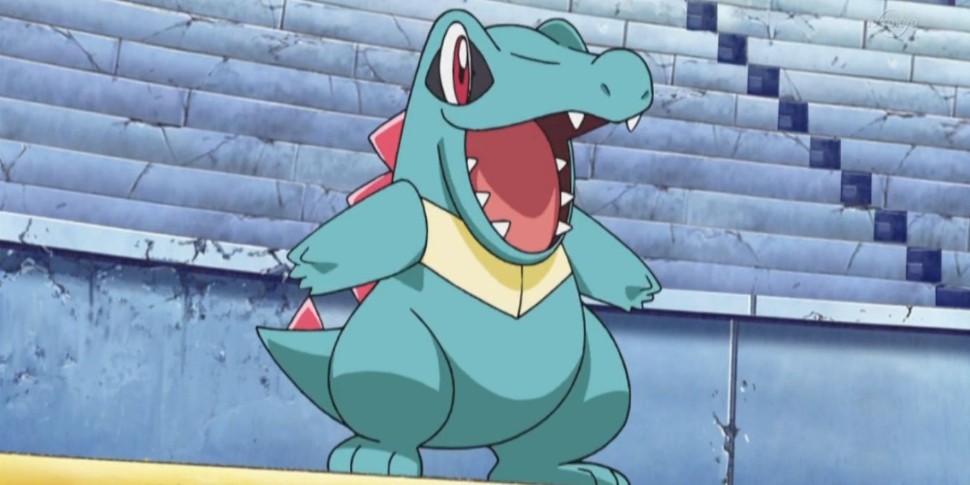 Totodile lächelt in Pokémon breit
