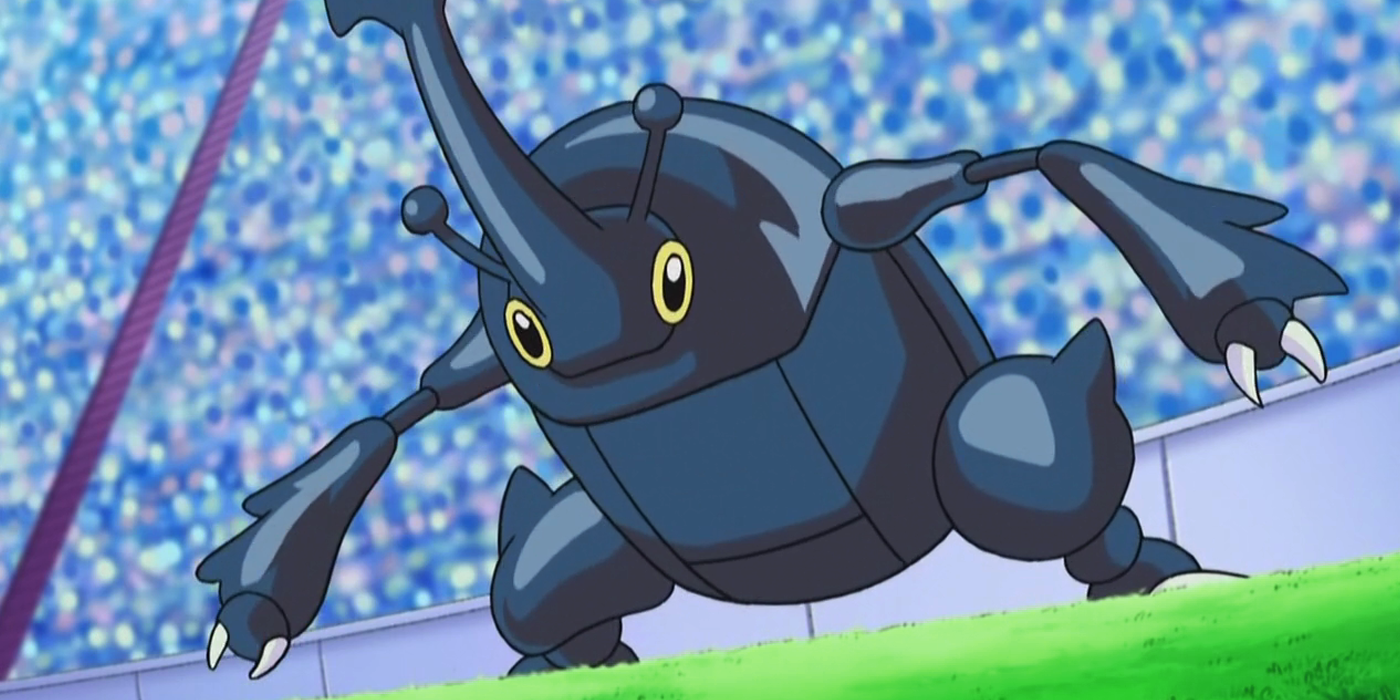Ashs Heracross bereitet sich auf einen Pokémon-Angriff vor