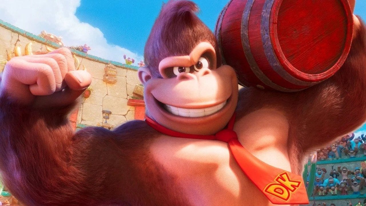 Donkey Kong hält ein Fass
