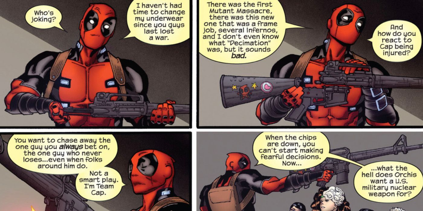 Deadpool erwähnt die verschiedenen X-Men-Ereignisse wie Inferno und Decimation