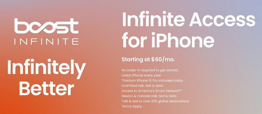 Boost Infinites Infinite Access für das iPhone beginnt bei 60 US-Dollar pro Monat – Erhalten Sie jedes Jahr unbegrenzte Gespräche, SMS, Daten und ein neues iPhone von Boost Infinite für 60 US-Dollar pro Monat