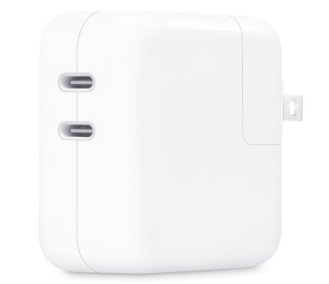 Apple bietet derzeit ein 35-W-Dual-USB-C-Ladegerät für 59 US-Dollar im Apple Store an – Mitarbeiter des Apple Stores werden darin geschult, iPhone 15-Käufern USB-C-Ladezubehör anzubieten
