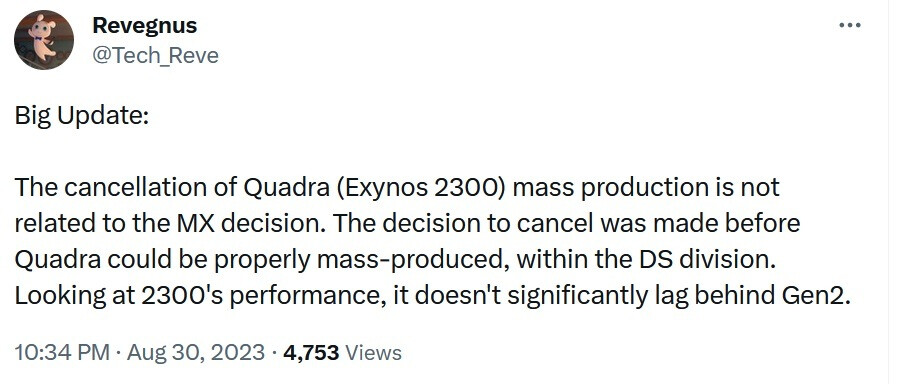 Tipster sagt, dass der gestrichene Exynos 2300 nicht wesentlich hinter dem Snapdragon 8 Gen 2 zurückgeblieben ist, obwohl andere anderer Meinung sind – Tipster sagt, die Darstellung über die Streichung des Exynos 2300 sei falsch gewesen