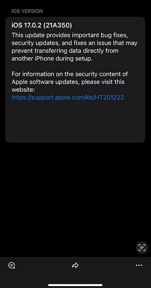 Apple veröffentlicht iOS 17.0.2 nur für die iPhone 15-Reihe, um zu verhindern, dass das Telefon beim Übertragen von Daten von einem älteren iPhone einfriert. iPhone 15-Benutzer müssen jetzt iOS 17.0.2 installieren, bevor sie Daten von älteren iPhone-Modellen übertragen können