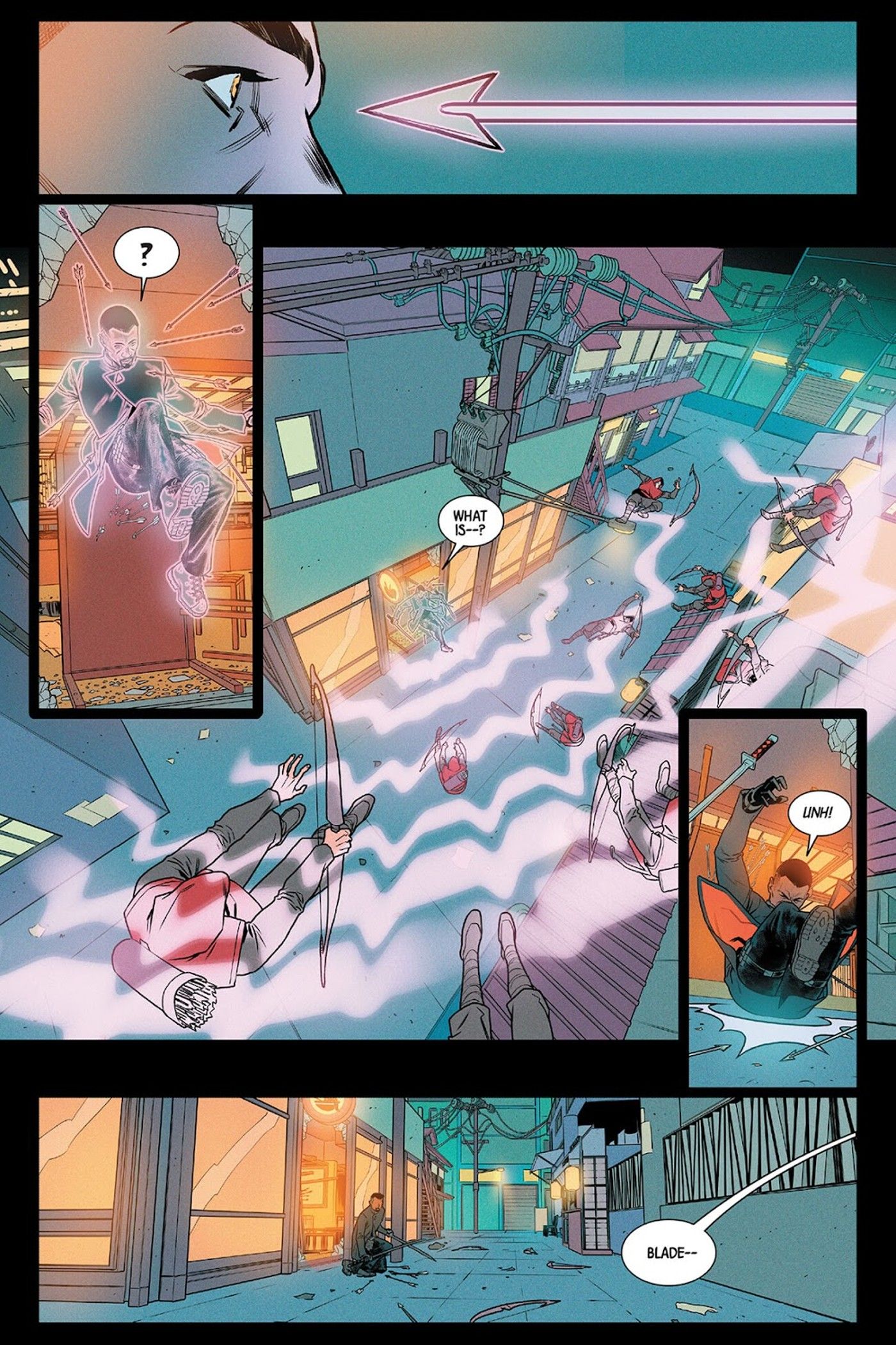 Seite aus Blade Nr. 3, auf der Doctor Strange zu sehen ist, wie er Blade im letzten Moment rettet