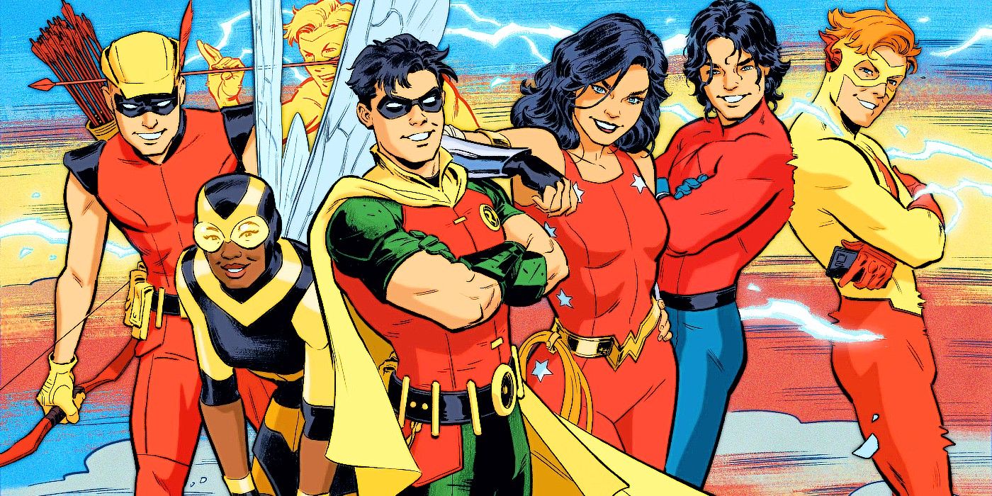 Der klassische Robin der Teen Titans in der Mitte