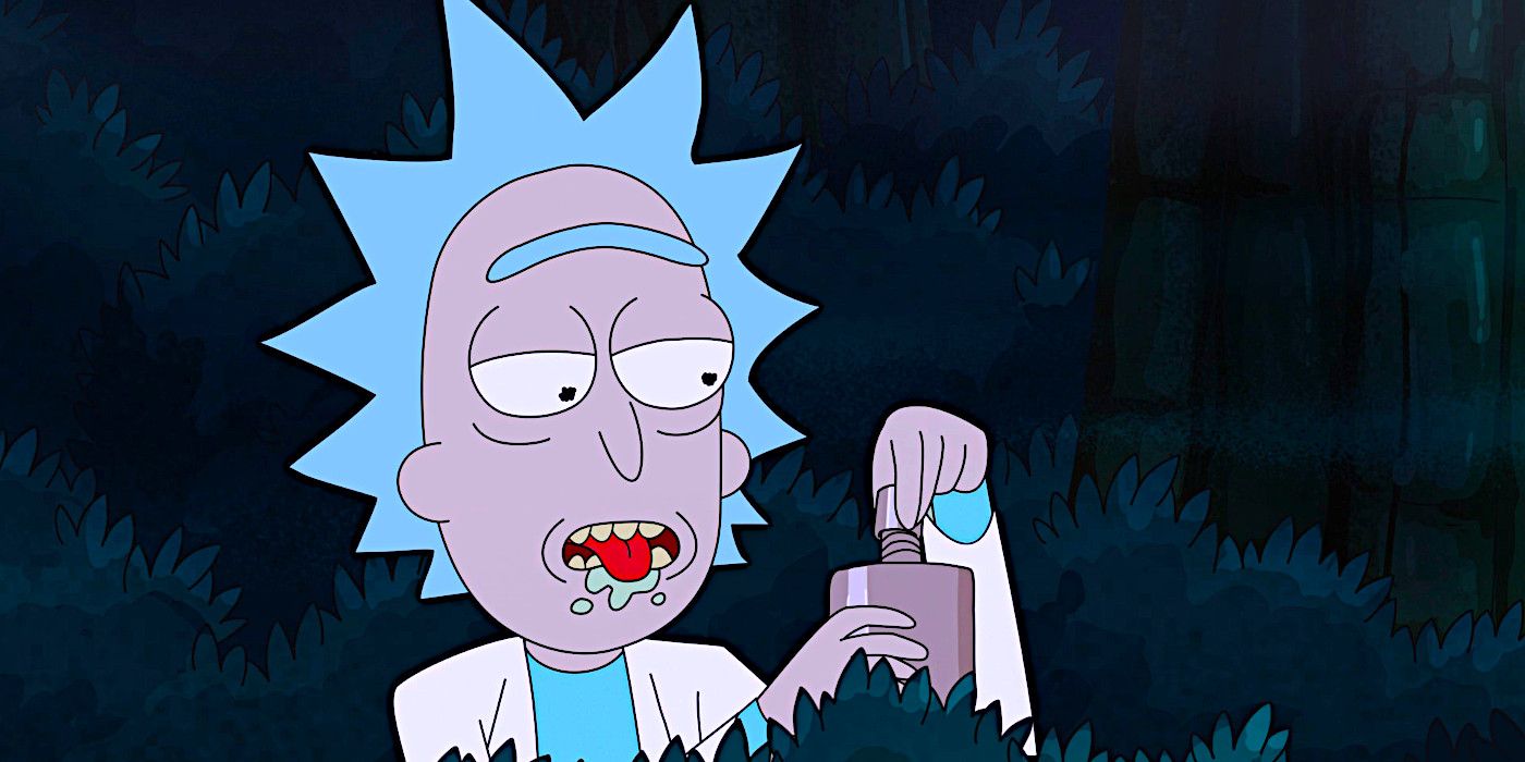 Rick Sanchez schraubt in „Rick und Morty“ den Deckel einer Flasche ab