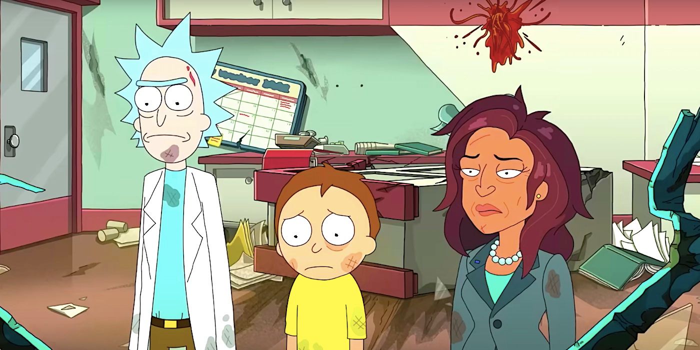 Im Trailer zur siebten Staffel von Rick und Morty stehen ein genervter Rick, ein verzweifelter Morty und ein unbekannter neuer Charakter in einem verwüsteten Büro