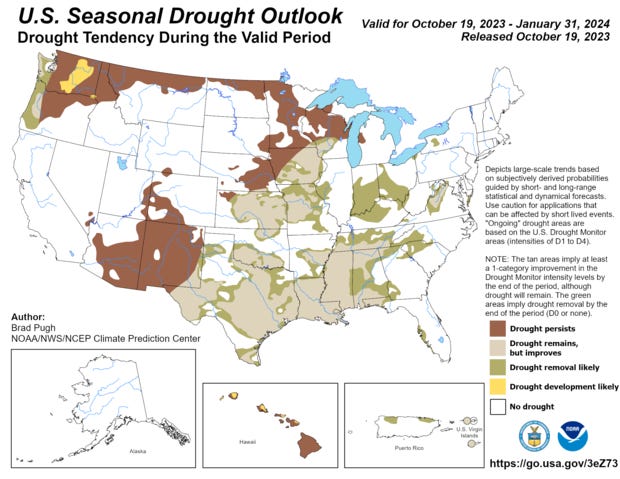 Karte der Dürrebedingungen in den USA
