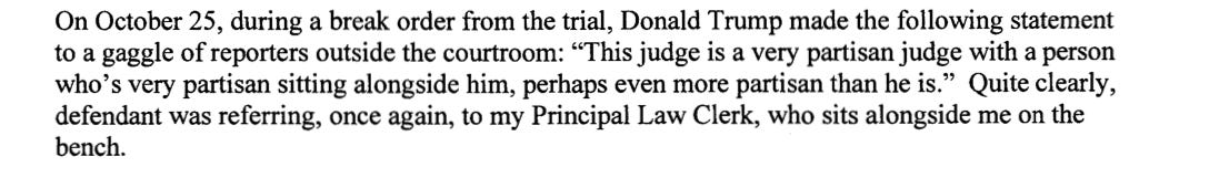 Der dritte Absatz der Anordnung von Richter Arthur Engoron, mit der Donald Trump eine Geldstrafe von 10.000 US-Dollar verhängt wird.