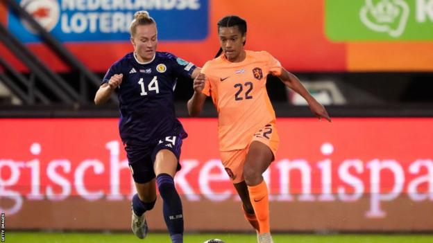 Spielerinnen aus Schottland und den Niederlanden treten in der Women's Nations League gegeneinander an