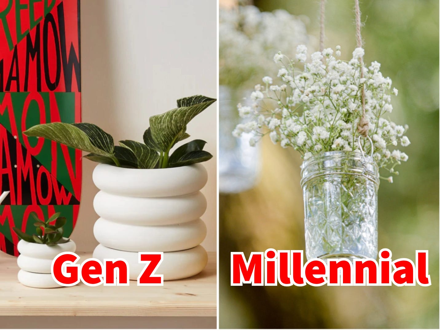 Die Generation Z bevorzugt Vasen mit gestapelten Ringen, während die Millennials zu Mehrzweck-Einmachgläsern tendieren.