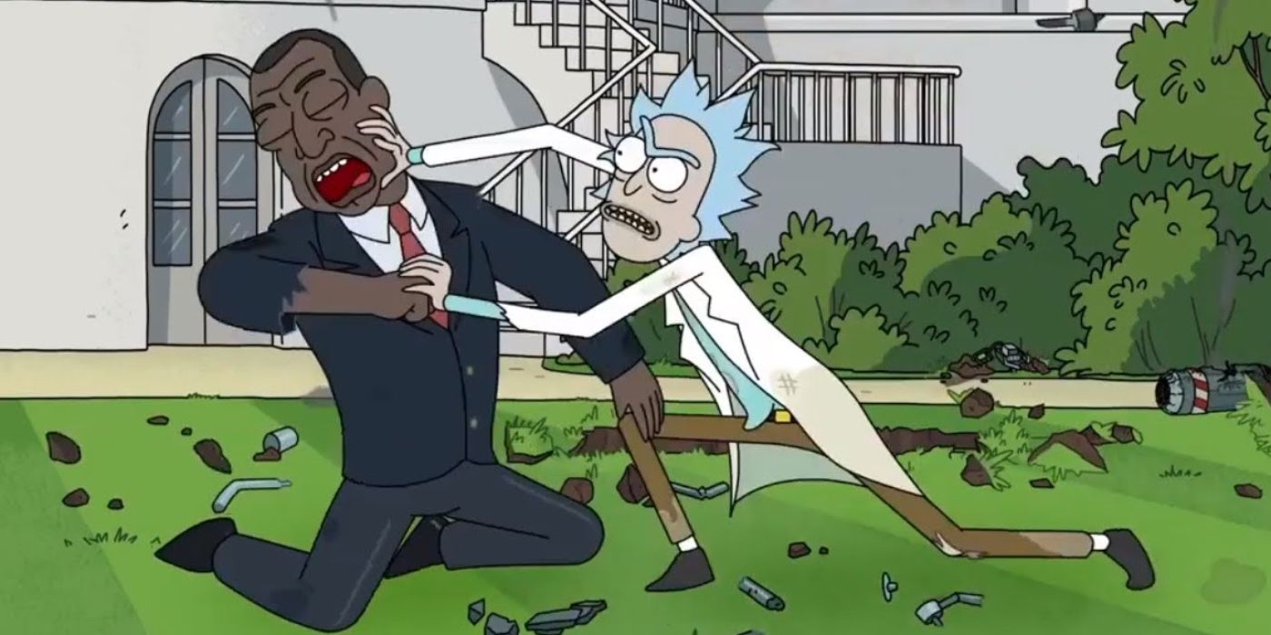 Rick kämpft in Rick und Morty mit dem Präsidenten