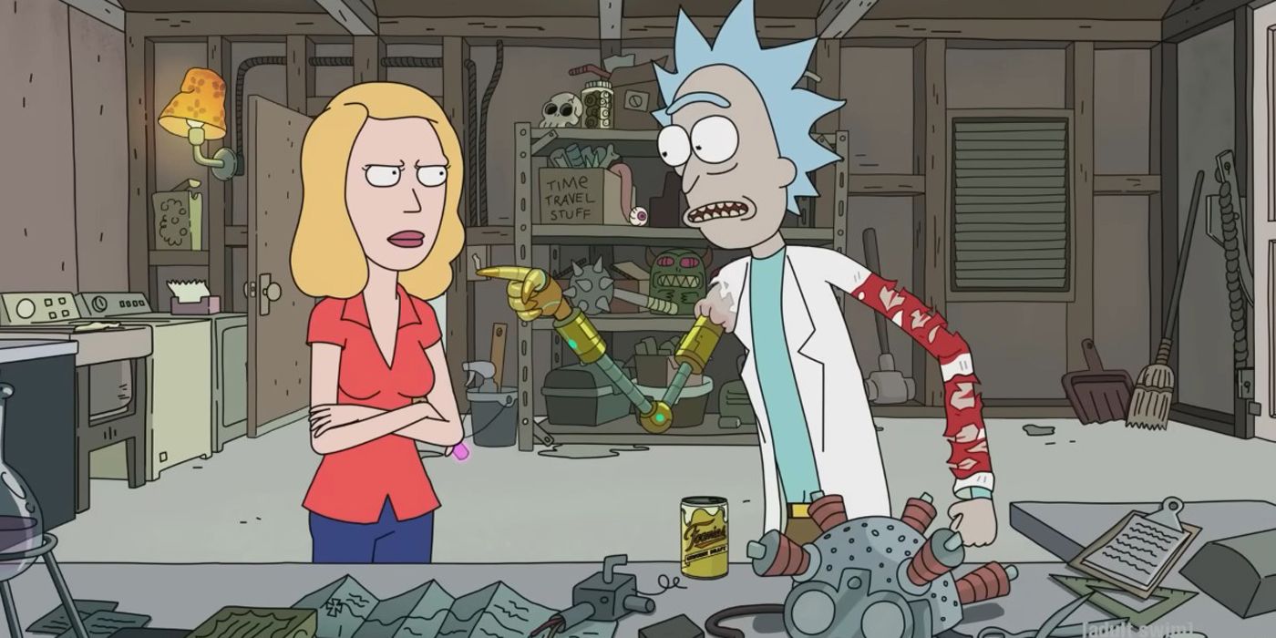 Rick schreit Beth in ABCs of Beth über Rick und Morty an.