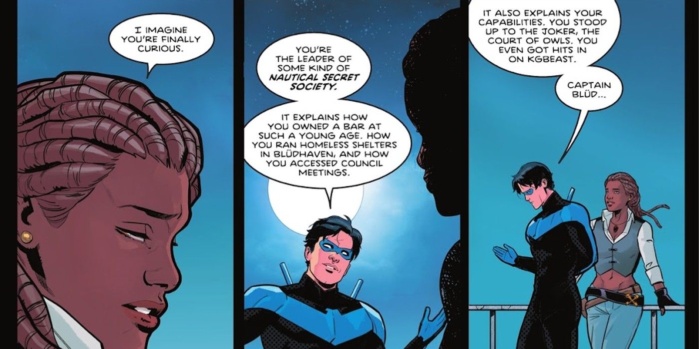 Panels aus Nightwing #107, Captain Blud (Bea) spricht mit Nightwing über ihre neue Rolle