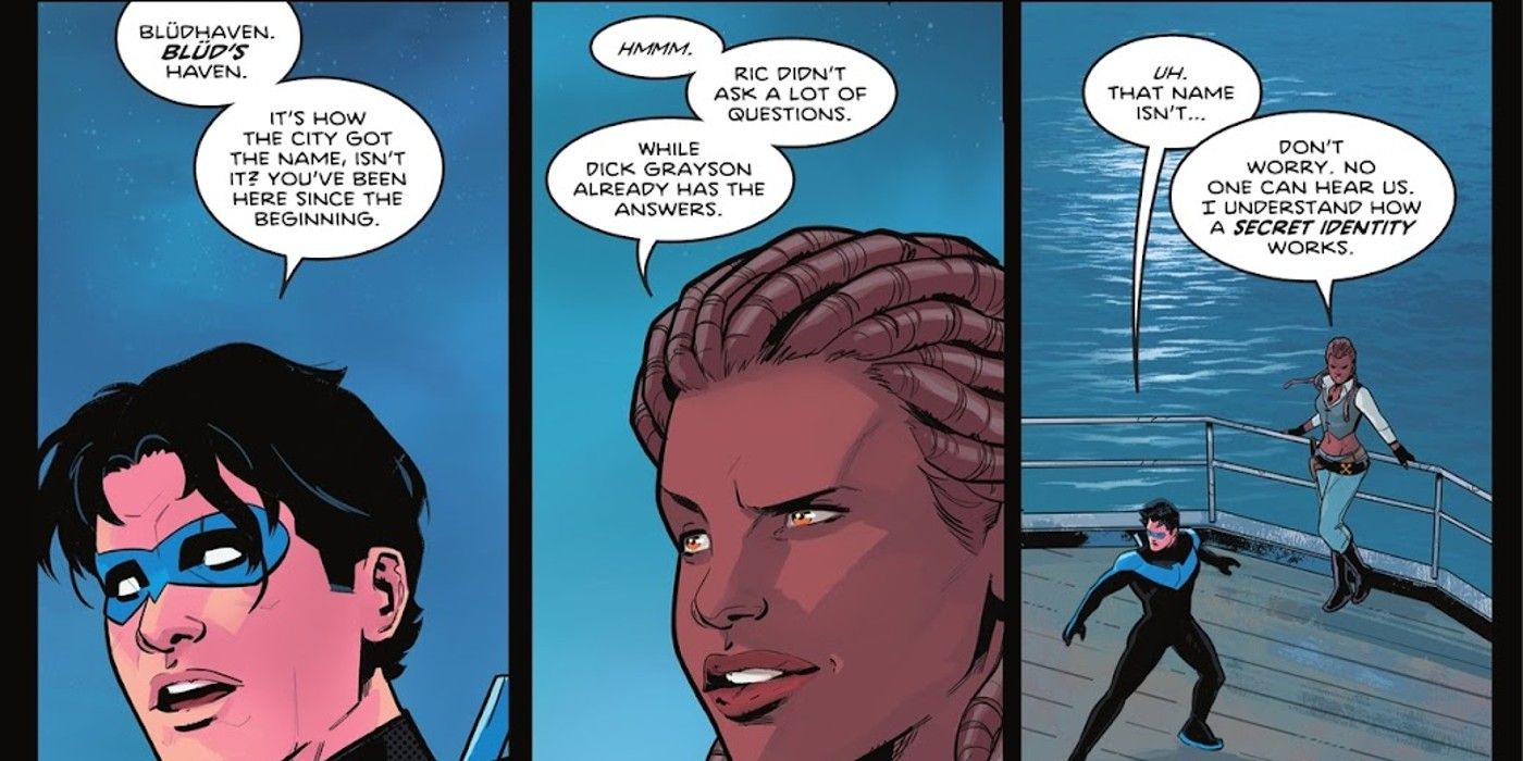 Panels aus Nightwing #107, Captain Blud (Bea) spricht mit Nightwing 