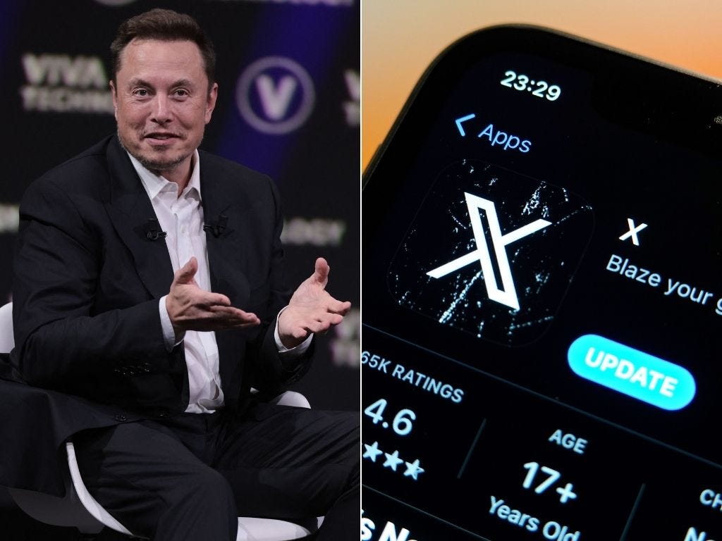 X-Inhaber Elon Musk (links) sagte letzten Monat, dass er möglicherweise eine Paywall für alle Benutzer einführen werde.