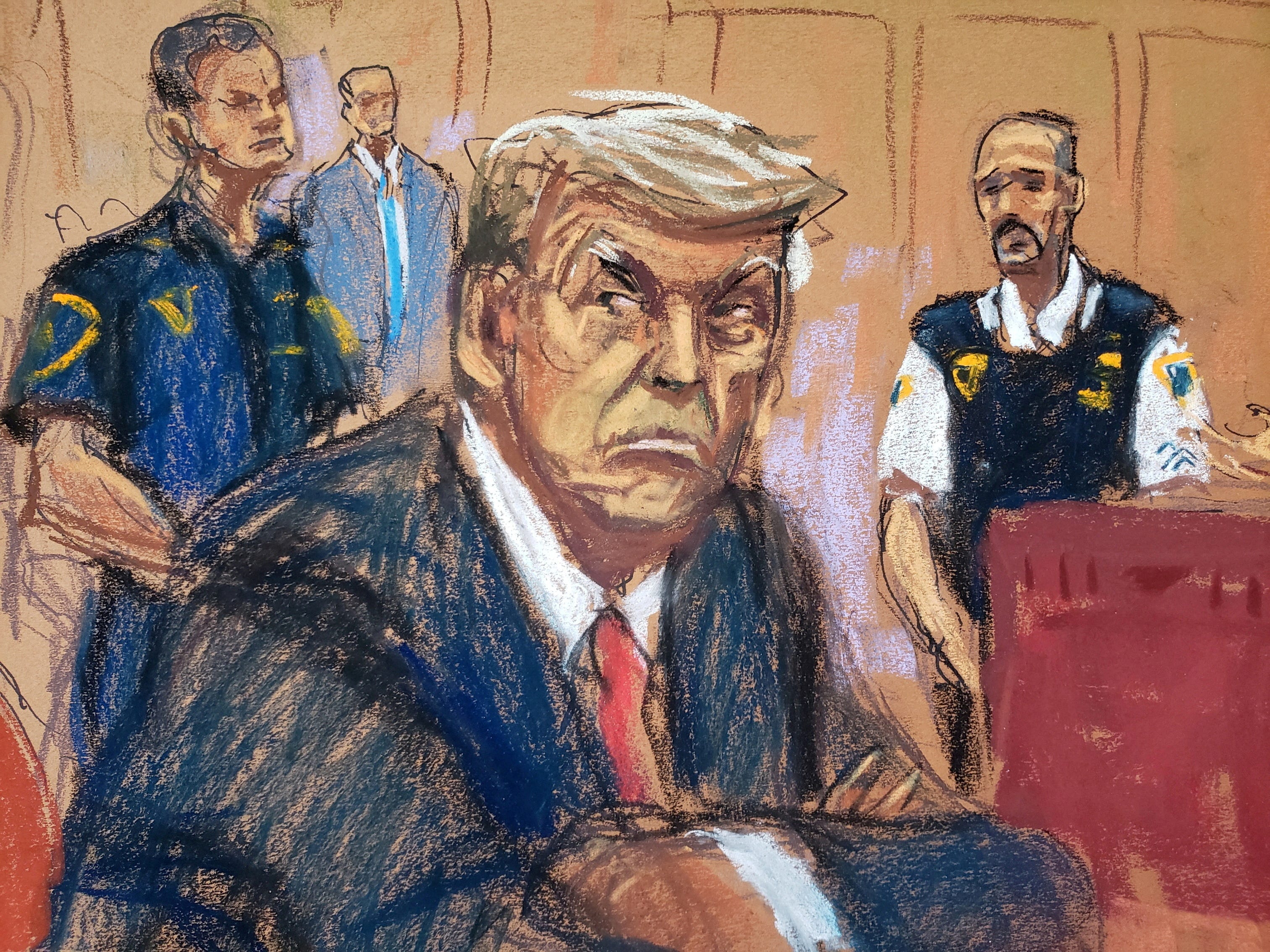 Gerichtssaal-Skizze von Donald Trump