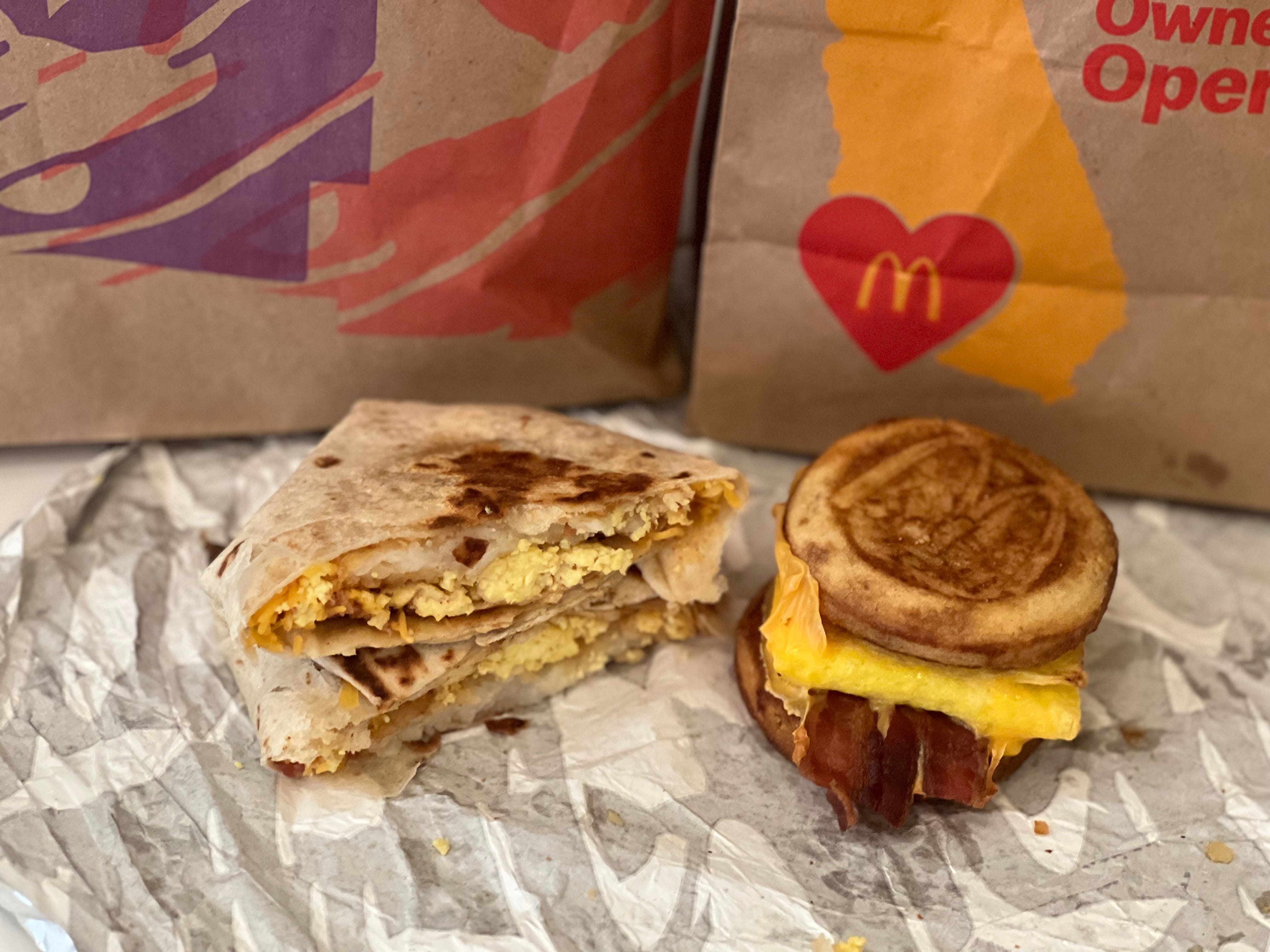 Taco Bell und McDonald's Frühstücksessen