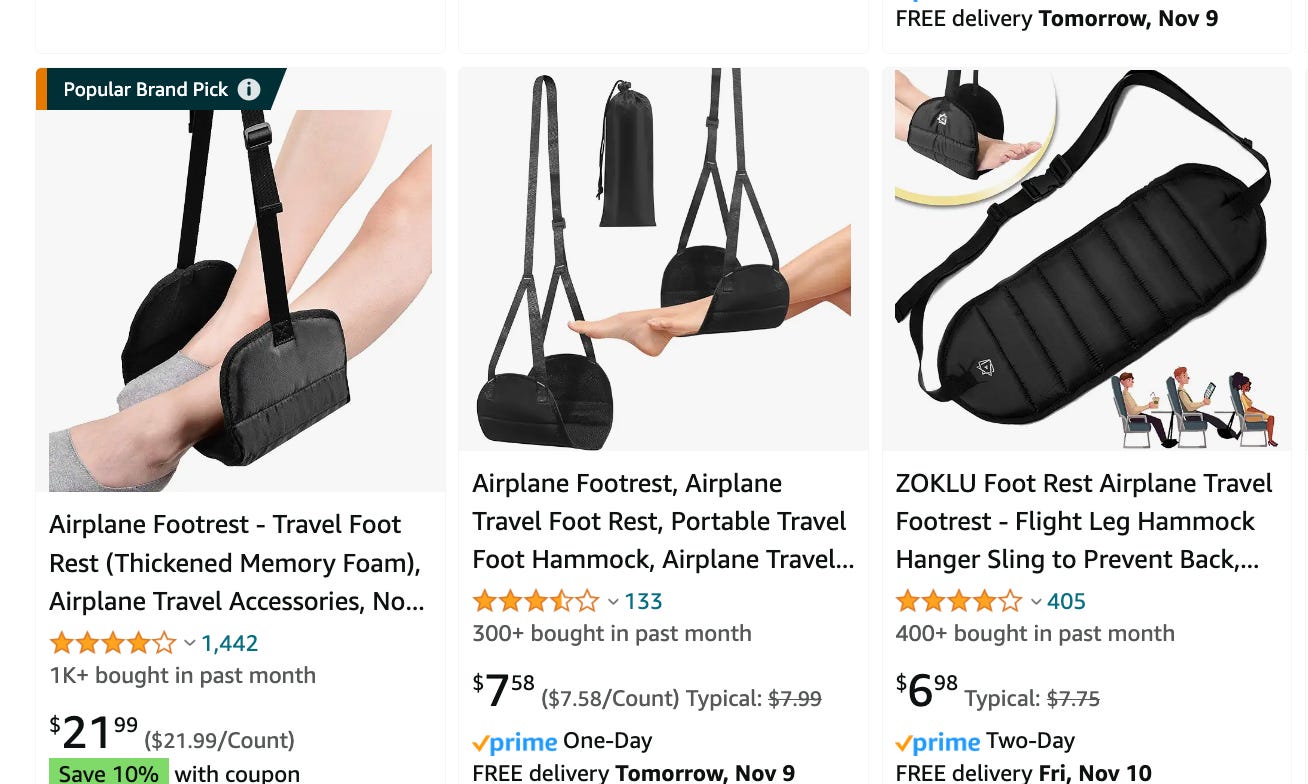 Screenshot der Fußhängematten-Seite auf Amazon