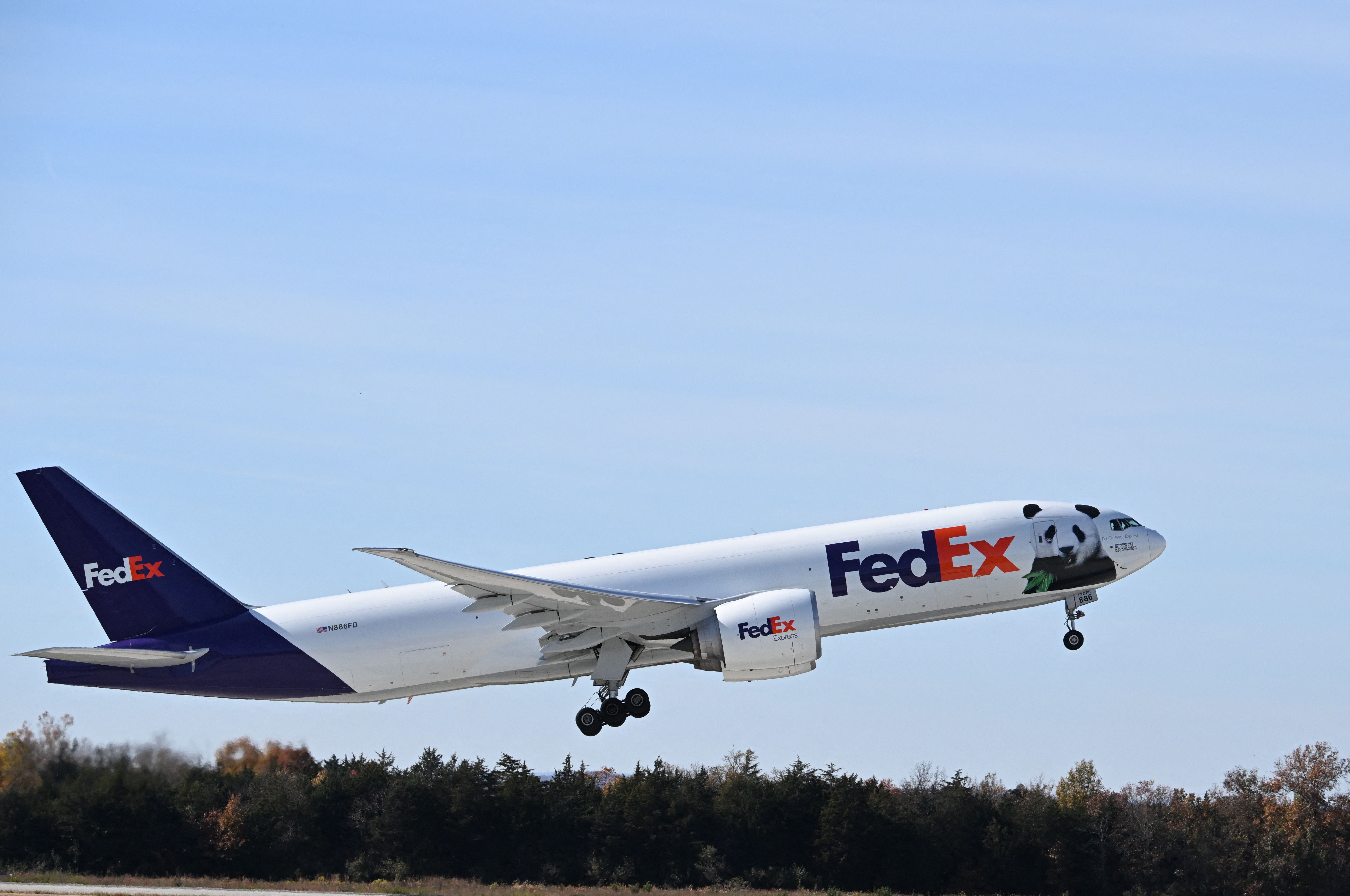 Fedex-Flugzeug mit Panda darauf