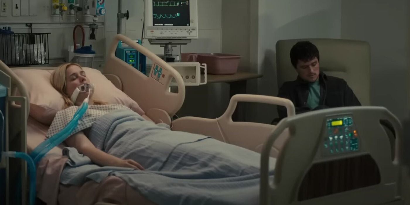 Vanessa liegt im Koma in einem Krankenhausbett, neben ihr sitzt Mike in Five Nights at Freddy's