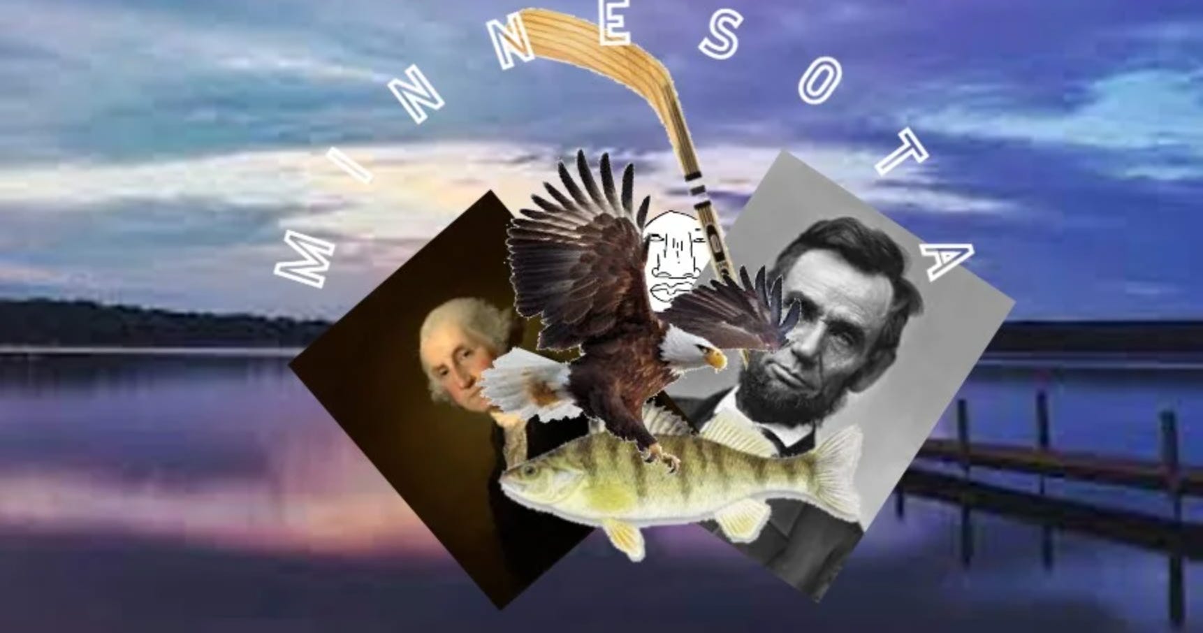 Dieser Beitrag zeigt George Washington und Abraham Lincoln sowie einen Weißkopfseeadler und einen Hockeyschläger.