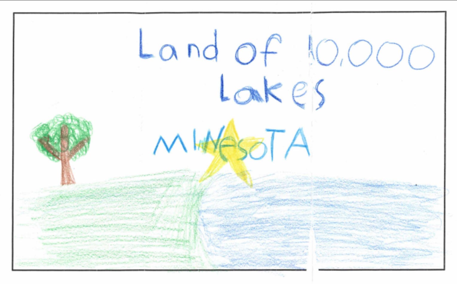 Eine weitere Einsendung, offenbar von einem Kind, zeigt einen See und einen Stern.