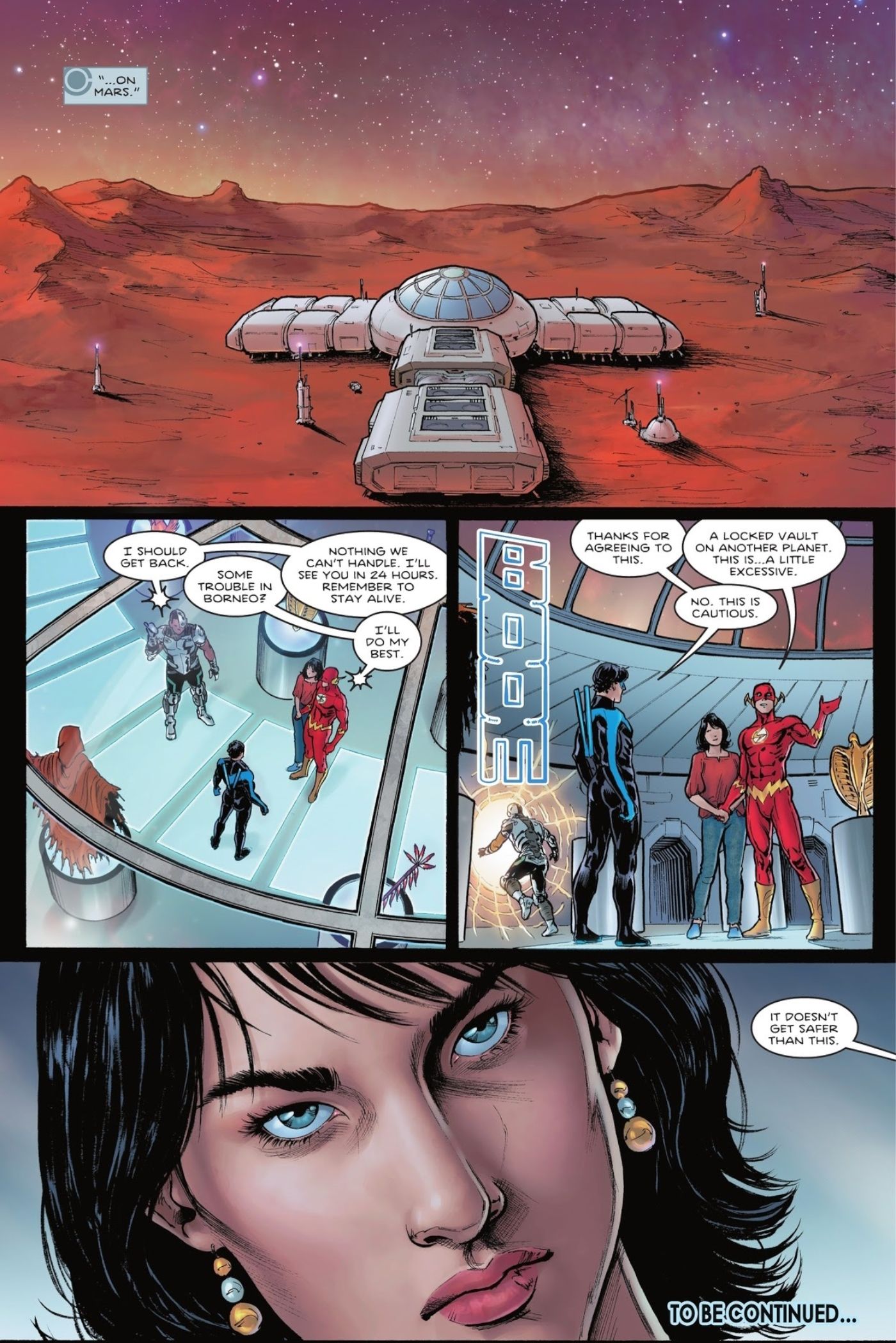Wally ist zusammen mit seiner Frau auf der Marsbasis der Titans eingesperrt, bis das Team seinen zukünftigen Mord aufklären kann