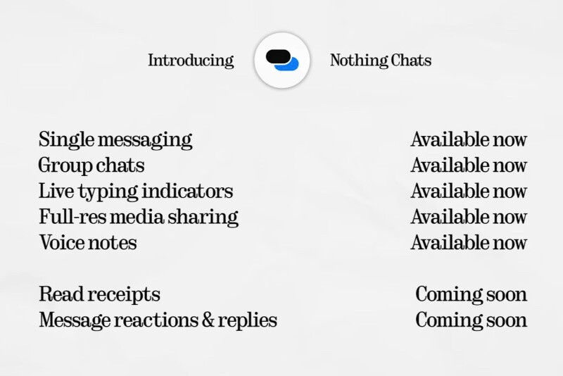 Aktuelle Funktionen von Nothing Chats |  Quelle – Nothing"&nbsp – Nothing kündigt Nothing Chats an, eine Messaging-App, die blaue Blasen auf Android bringt