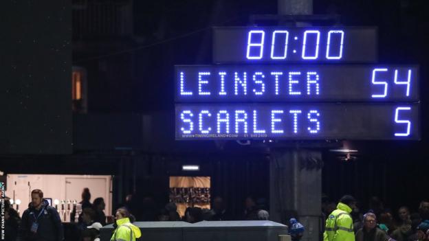 Anzeigetafel Leinster gegen Scarlets