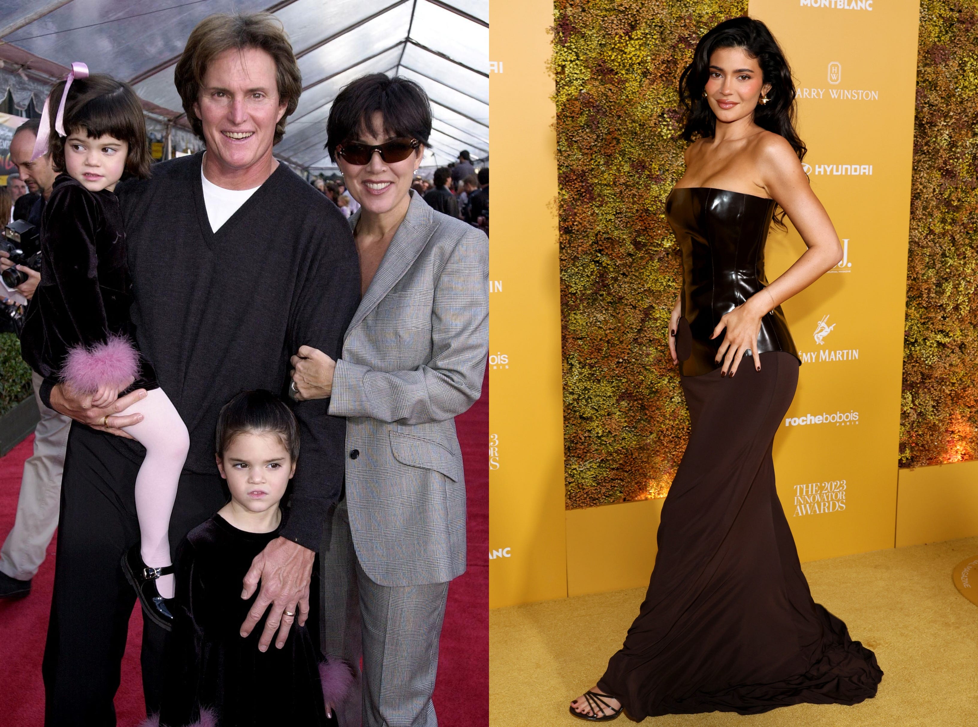 Die Familie Jenner im Dezember 2000 gegen Kylie Jenner im Jahr 2023.
