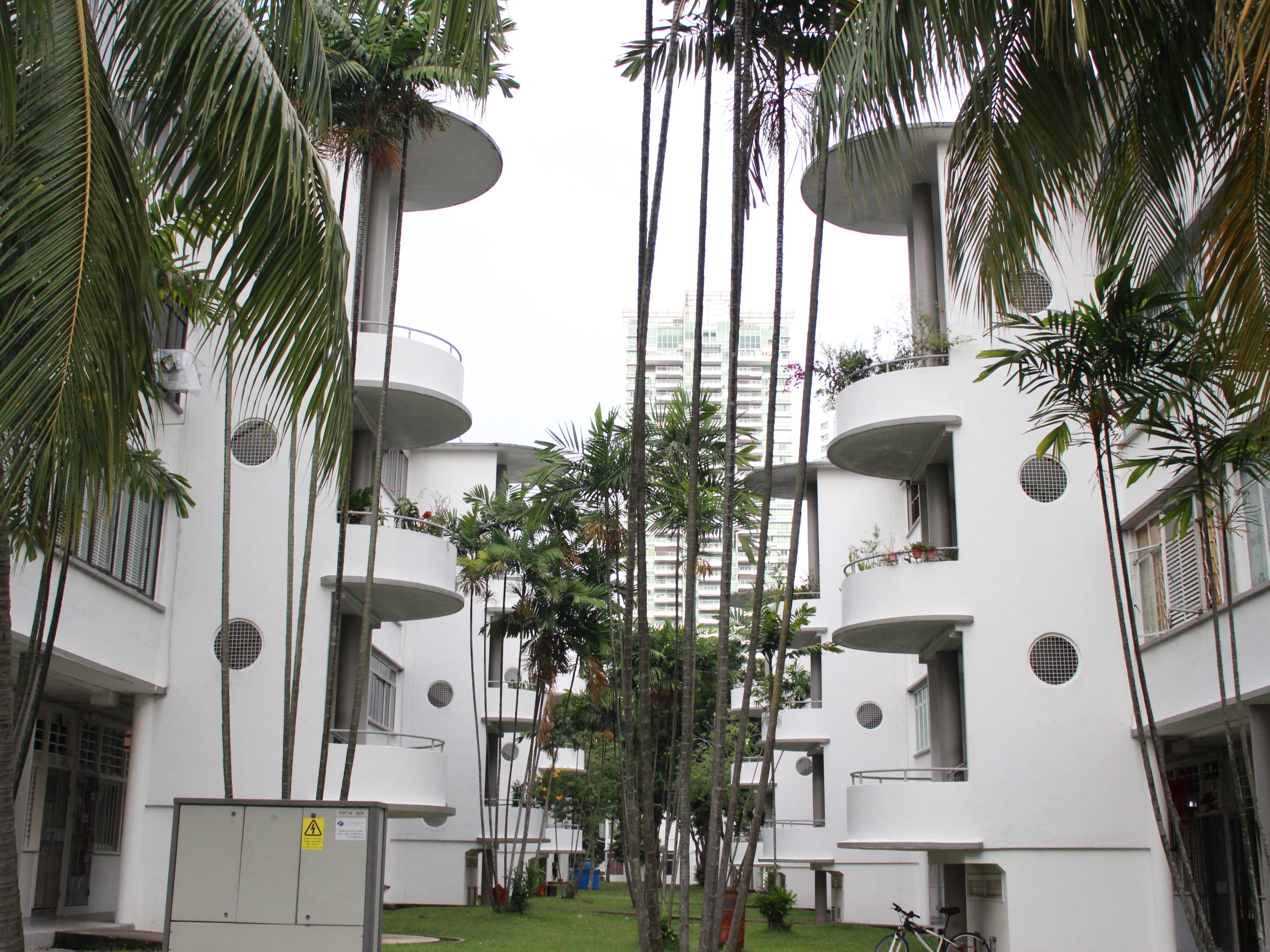 Sozialwohnungen in Tiong Bahru, Singapur, die von SIT nach dem Zweiten Weltkrieg gebaut wurden.