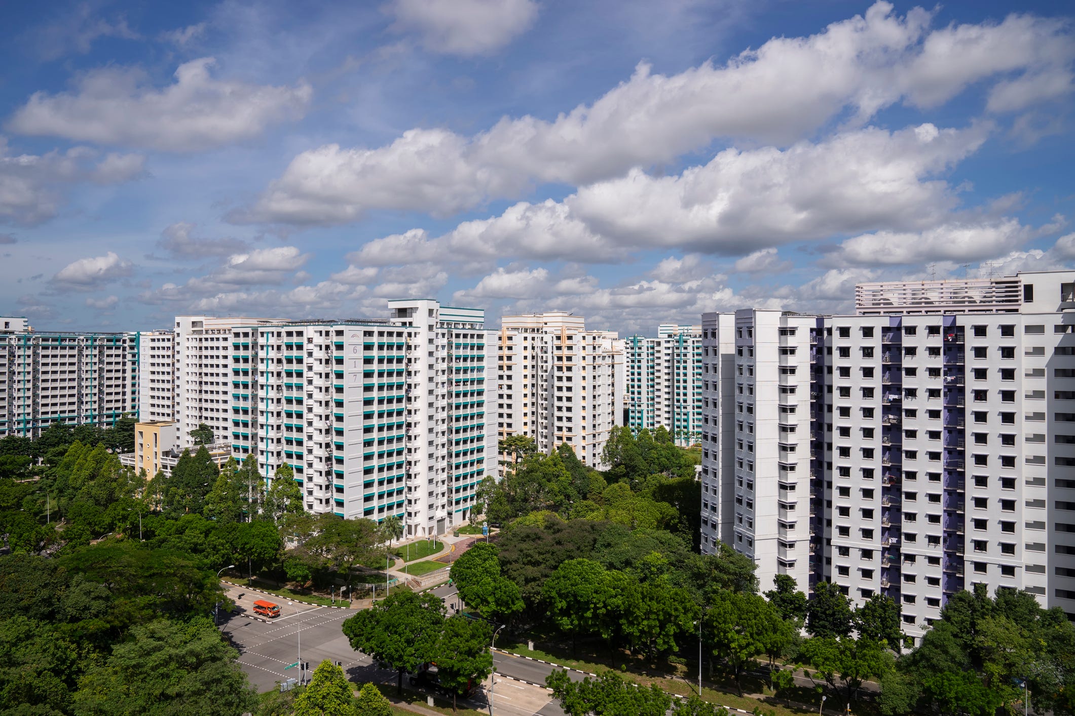 HDB-Wohnblöcke für den öffentlichen Wohnungsbau in Jurong West, Singapur.
