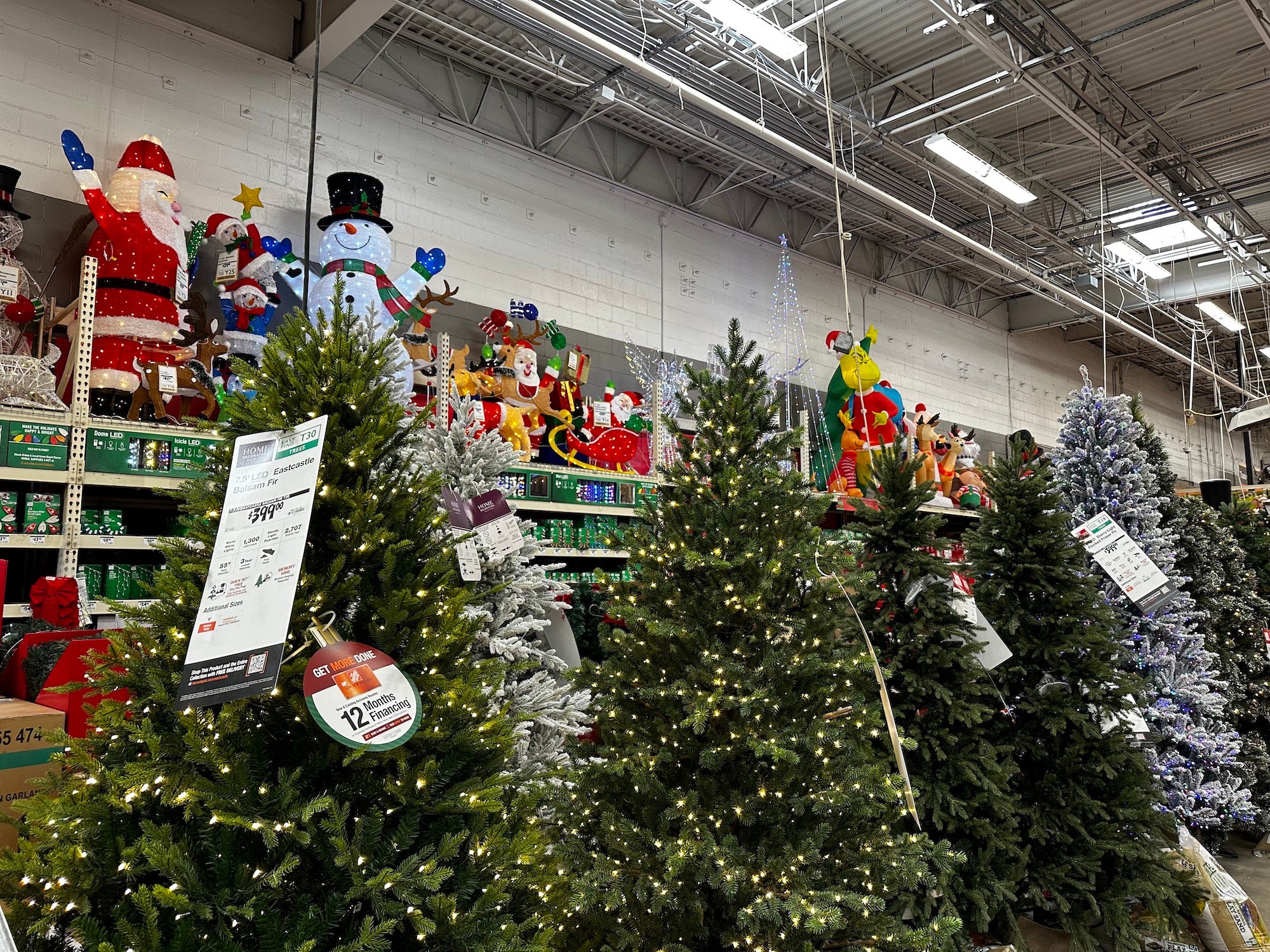 Weihnachtsbäume im Home Depot.
