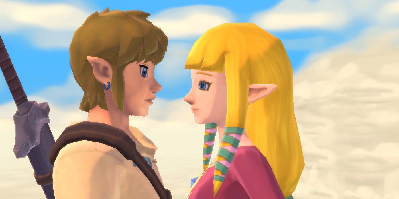 Link und Zelda starren sich in Skyward Sword in die Augen