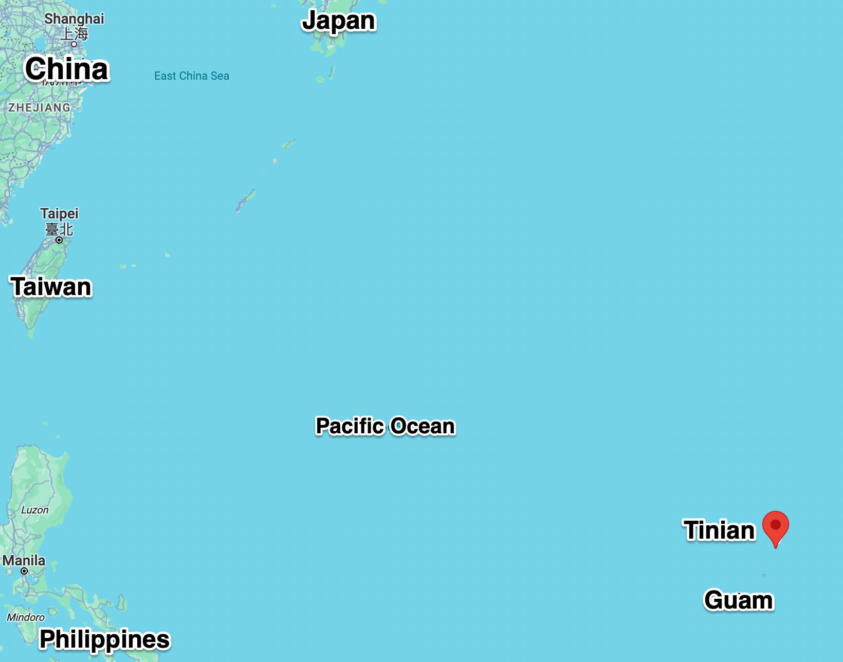 Karte der Pazifikinsel Tinian