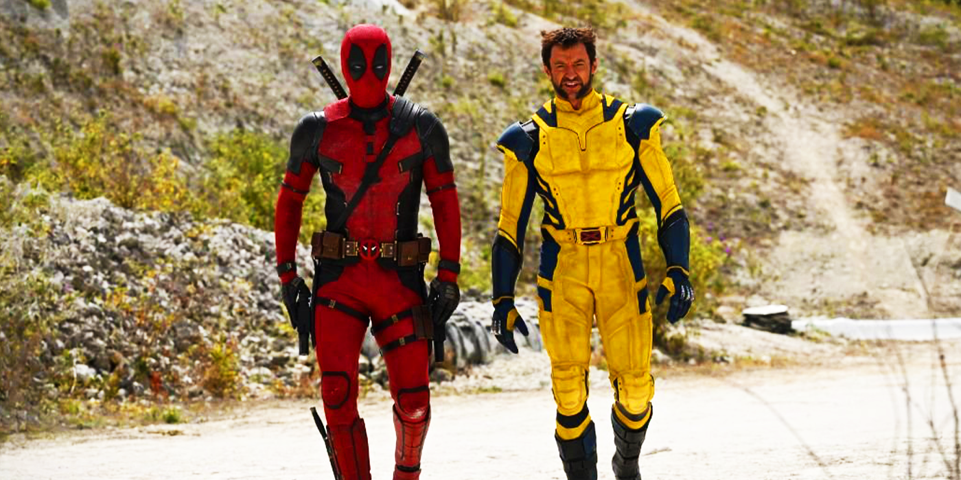 Ryan Reynolds‘ Deadpool und Hugh Jackmans Wolverine laufen durch Ödland in Deadpool 3 Foto
